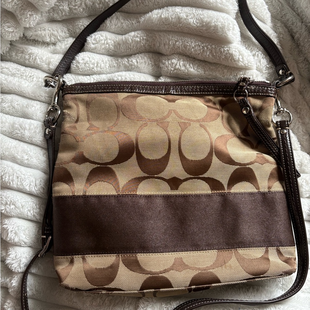 Coach Brown Crossbody Bag with Signature Monogram - Picture 2 of 3